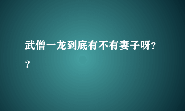 武僧一龙到底有不有妻子呀？？