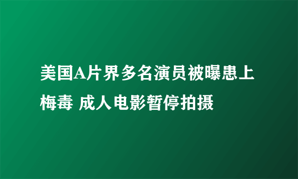 美国A片界多名演员被曝患上梅毒 成人电影暂停拍摄