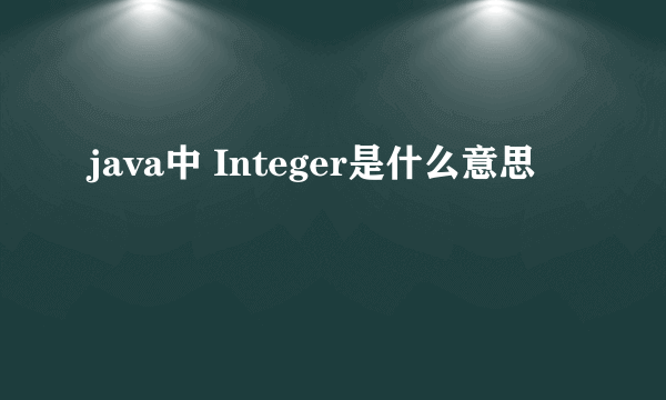 java中 Integer是什么意思