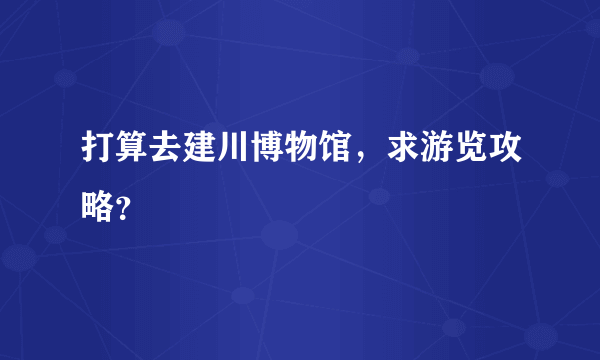 打算去建川博物馆，求游览攻略？