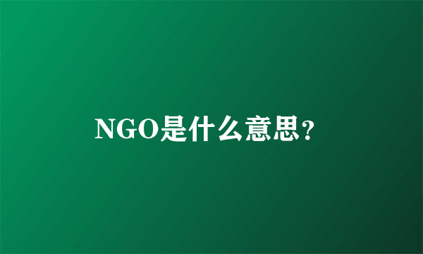 NGO是什么意思？