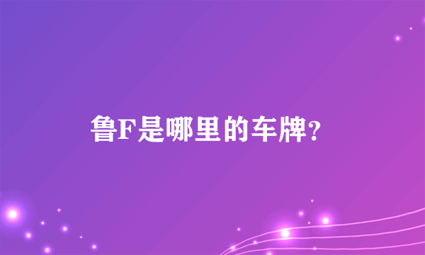 鲁F是哪里的车牌？