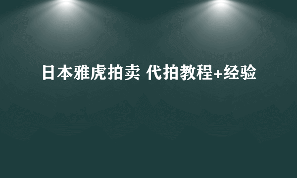 日本雅虎拍卖 代拍教程+经验