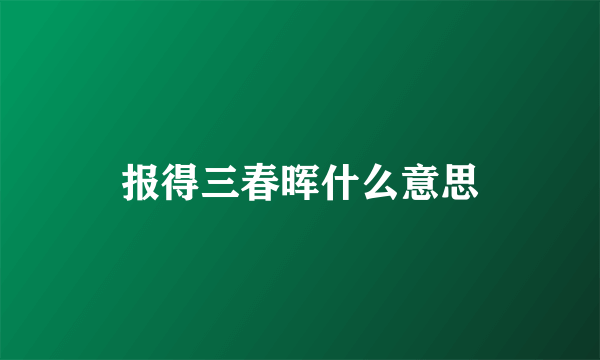 报得三春晖什么意思