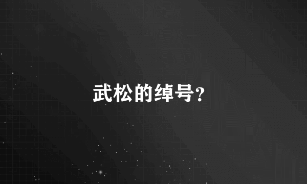 武松的绰号？