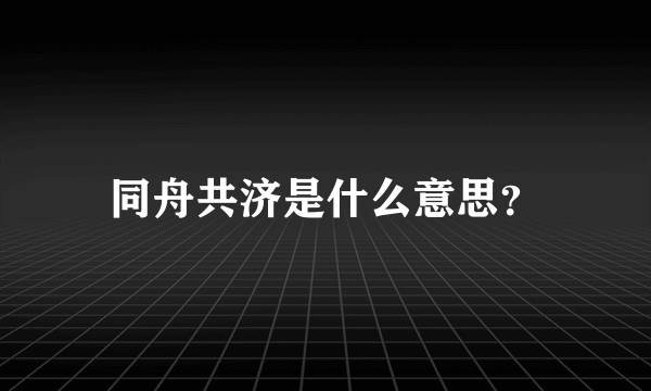 同舟共济是什么意思？