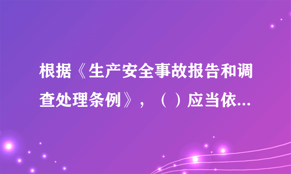 根据《生产安全事故报告和调查处理条例》，（）应当依照本条例的