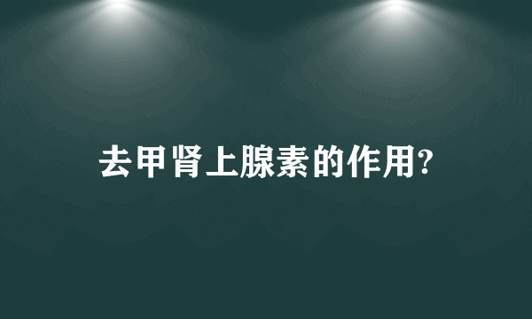 去甲肾上腺素的作用?