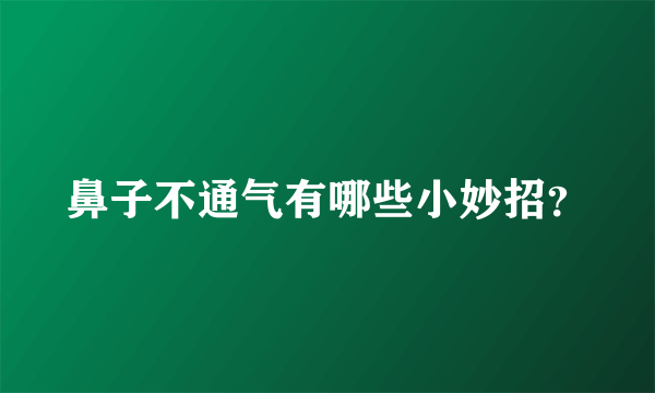 鼻子不通气有哪些小妙招？