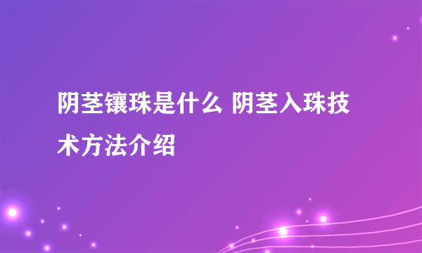 阴茎镶珠是什么 阴茎入珠技术方法介绍