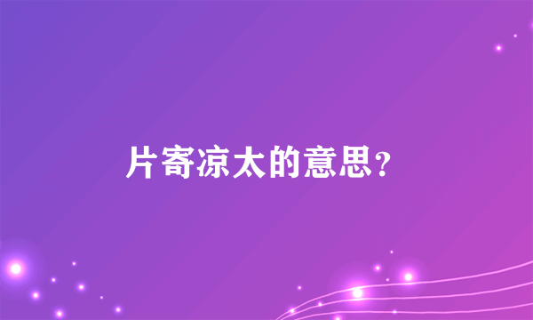 片寄凉太的意思？