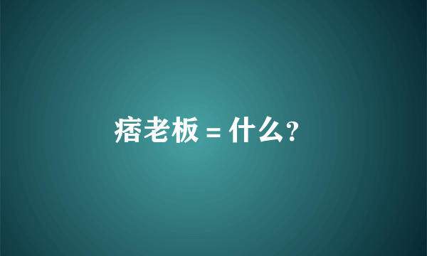 痞老板＝什么？