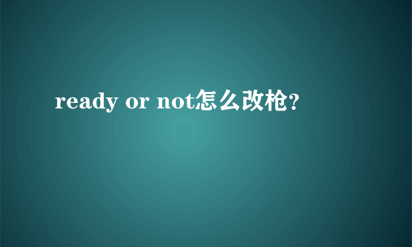 ready or not怎么改枪？