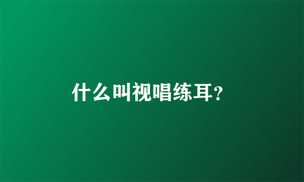 什么叫视唱练耳？