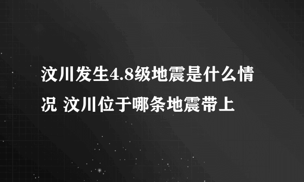 汶川发生4.8级地震是什么情况 汶川位于哪条地震带上