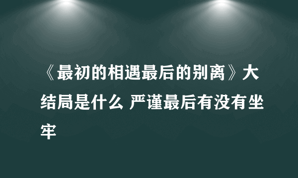 《最初的相遇最后的别离》大结局是什么 严谨最后有没有坐牢