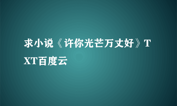 求小说《许你光芒万丈好》TXT百度云