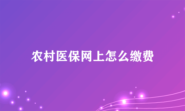 农村医保网上怎么缴费