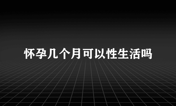 怀孕几个月可以性生活吗