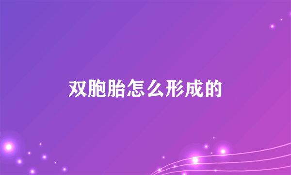 双胞胎怎么形成的