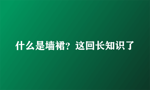 什么是墙裙？这回长知识了