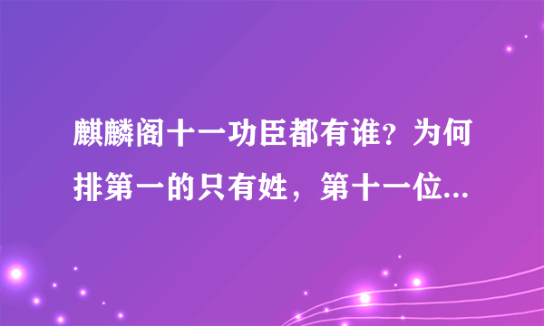 麒麟阁十一功臣都有谁？为何排第一的只有姓，第十一位却众所周知