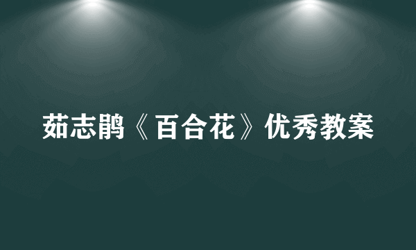 茹志鹃《百合花》优秀教案