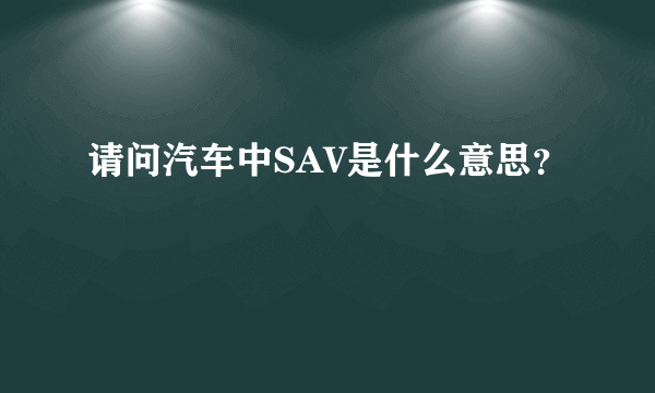 请问汽车中SAV是什么意思？