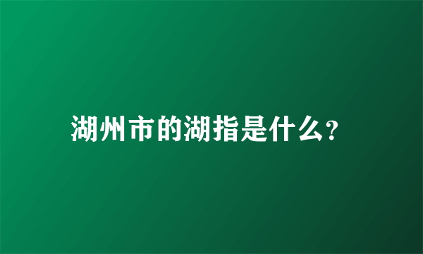 湖州市的湖指是什么？