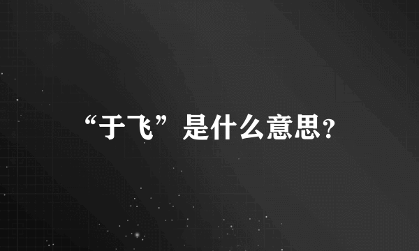 “于飞”是什么意思？