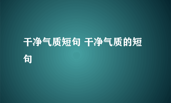 干净气质短句 干净气质的短句