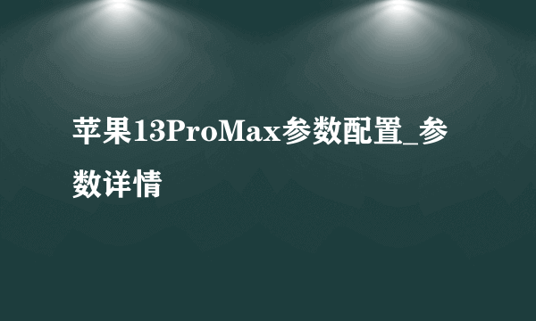 苹果13ProMax参数配置_参数详情