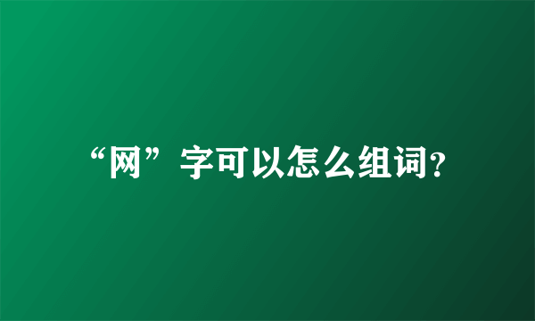 “网”字可以怎么组词？