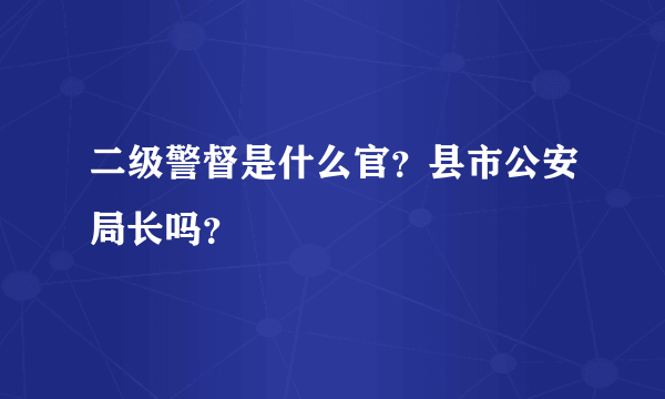 二级警督是什么官？县市公安局长吗？