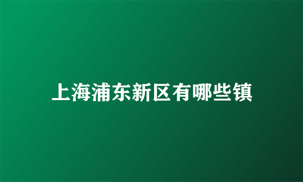 上海浦东新区有哪些镇