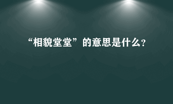 “相貌堂堂”的意思是什么？