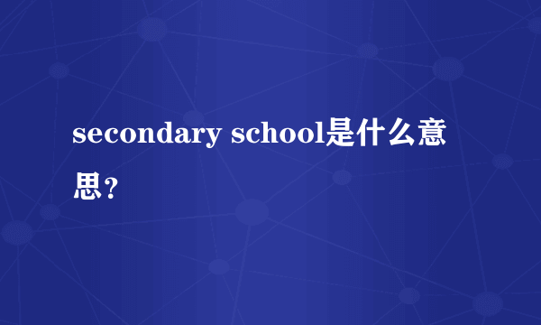 secondary school是什么意思？