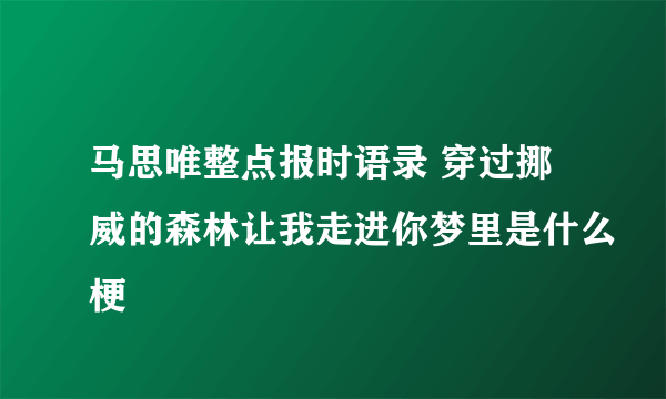 马思唯整点报时语录 穿过挪威的森林让我走进你梦里是什么梗