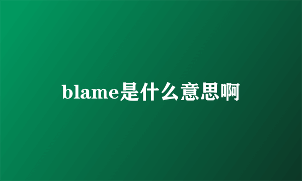 blame是什么意思啊