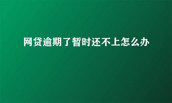 网贷逾期了暂时还不上怎么办