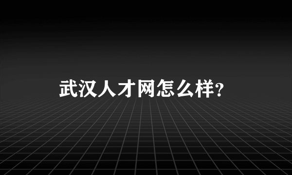 武汉人才网怎么样？