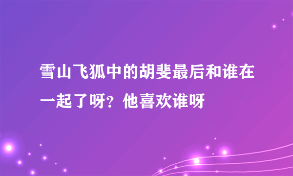 雪山飞狐中的胡斐最后和谁在一起了呀？他喜欢谁呀