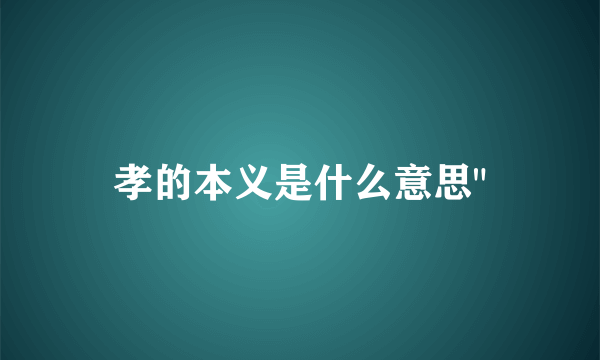 孝的本义是什么意思