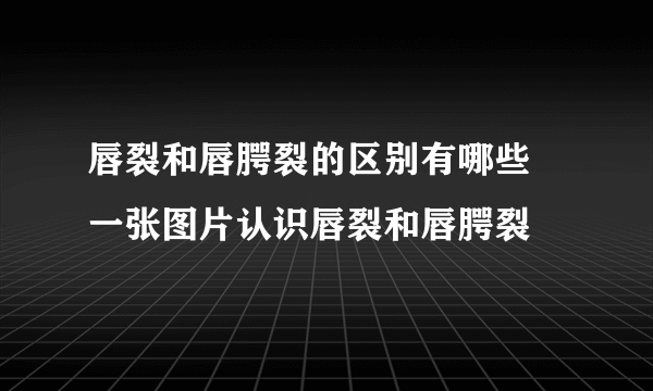 唇裂和唇腭裂的区别有哪些 一张图片认识唇裂和唇腭裂