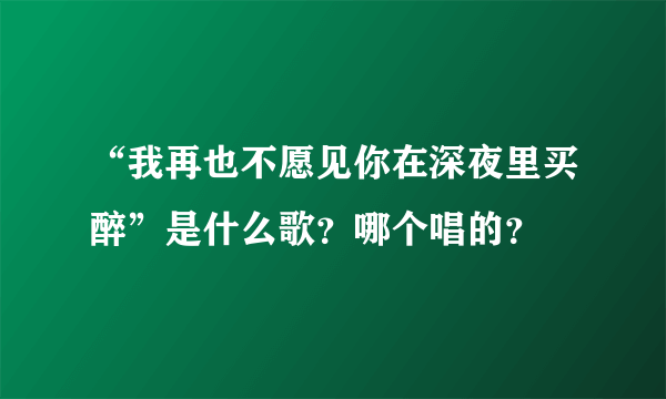 “我再也不愿见你在深夜里买醉”是什么歌？哪个唱的？