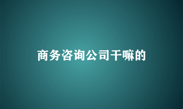 商务咨询公司干嘛的