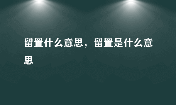 留置什么意思，留置是什么意思