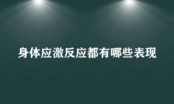 身体应激反应都有哪些表现