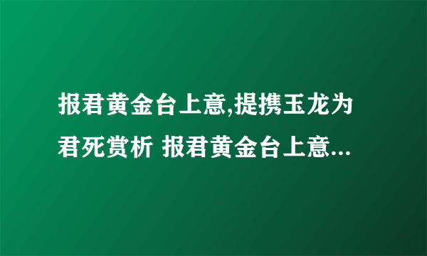 报君黄金台上意,提携玉龙为君死赏析 报君黄金台上意,提携玉龙为君死表达的情感