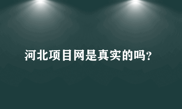 河北项目网是真实的吗？